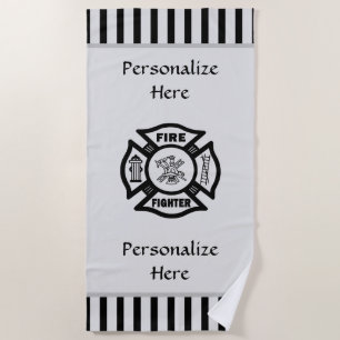 Firefighter Fire Rescue   Beach Towel