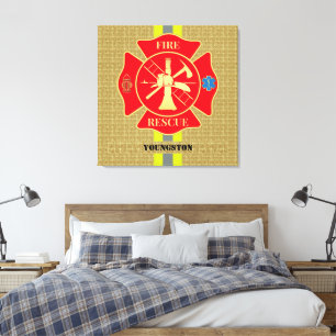 Firefighter Fire Rescue Bunker Gear Maltese Cross Canvas Print