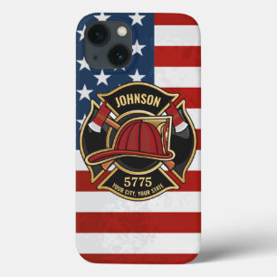 Firefighter Fire Rescue Department USA Flag Custom iPhone 13 Case
