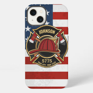 Firefighter Fire Rescue Department USA Flag Custom iPhone 13 Case
