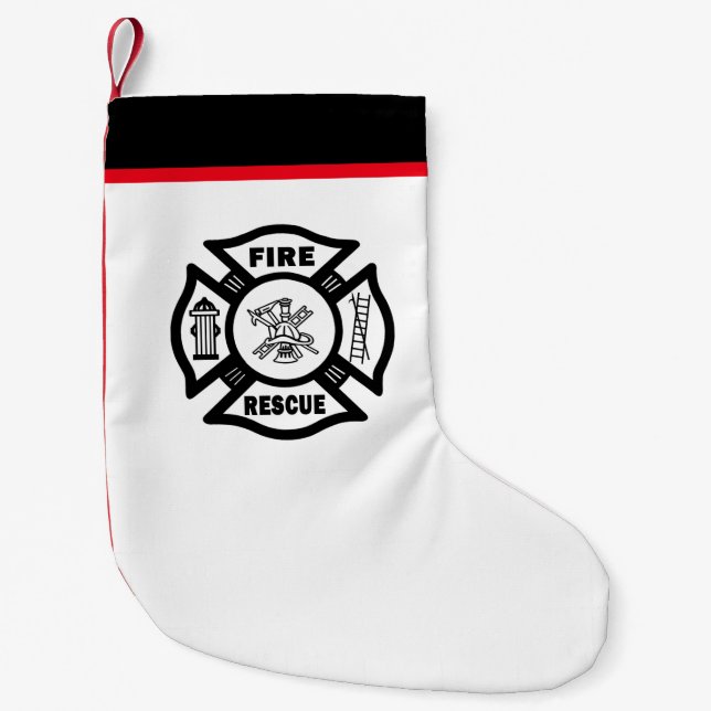 Firefighter Fire Rescue Small Christmas Stocking (Front)