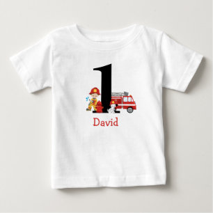 Firefighter Fire Truck Boy First Birthday Outfit Baby T-Shirt