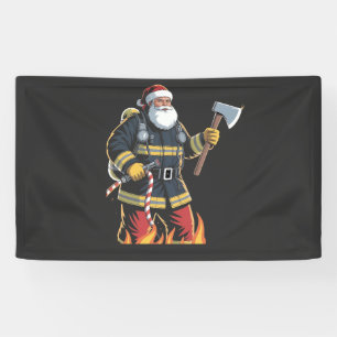 Firefighter Fire Truck Christmas Tree Santa Xmas   Banner