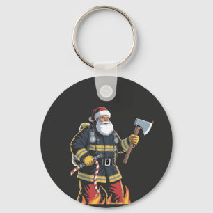 Firefighter Fire Truck Christmas Tree Santa Xmas Keychain