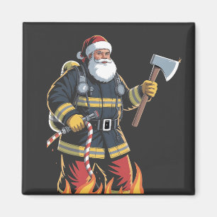Firefighter Fire Truck Christmas Tree Santa Xmas Magnet