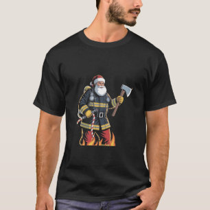 Firefighter Fire Truck Christmas Tree Santa Xmas   T-Shirt