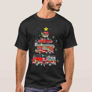 Firefighter Fire Truck Christmas Tree Xmas T-Shirt