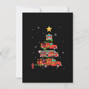 Firefighter Fire Truck Christmas Tree Xmas Tshirt  Invitation
