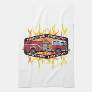 Firefighter Fire Truck Kitchen Towel