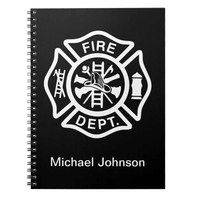 Firefighter Fireman Fire Department Custom Name Notebook (Front)