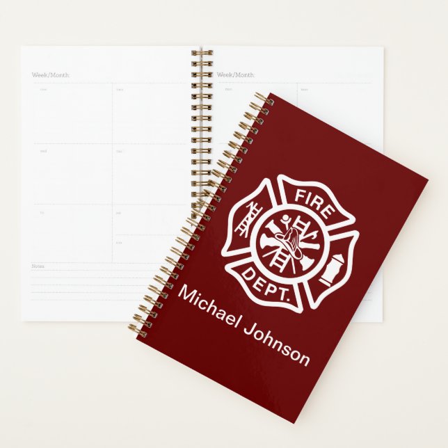 Firefighter Fireman Fire Department Custom Name  Planner (Display)
