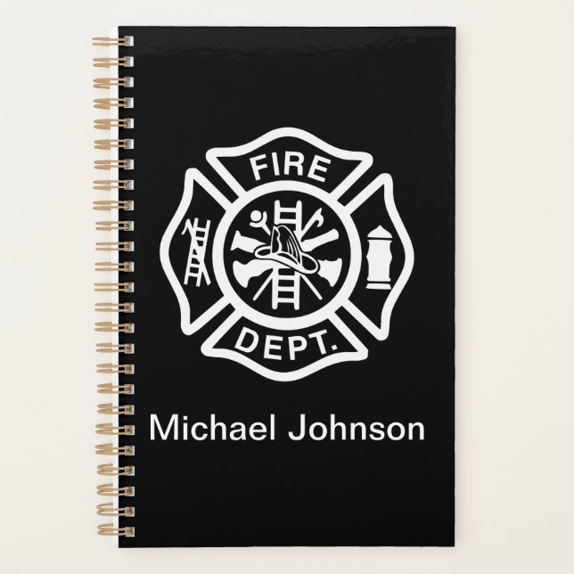 Firefighter Fireman Fire Department Custom Name Planner (Front)