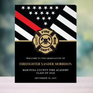 Firefighter Fireman Graduation Party Welcome Acrylic Sign