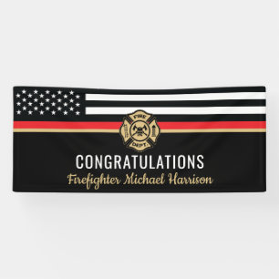 Firefighter Fireman Graduation Thin Red Line Party Banner