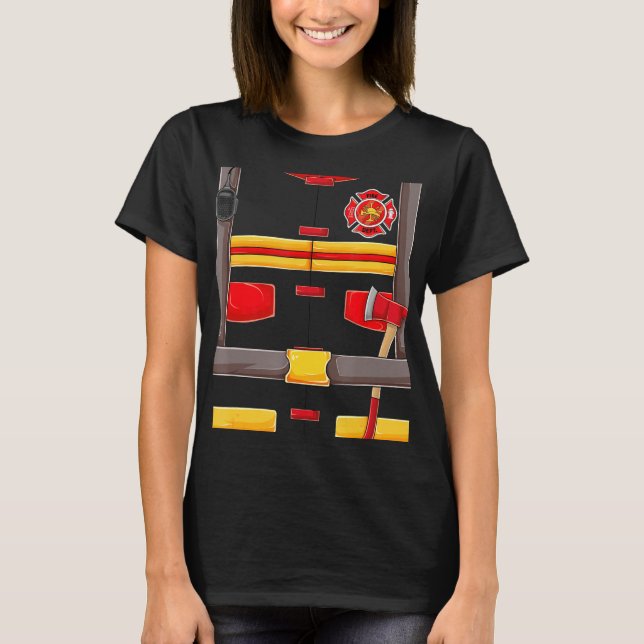 Firefighter Fireman Halloween Costume For Boys Kid T-Shirt (Front)