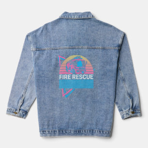 Firefighter Fireman Retro Fire Rescue Denim Jacket