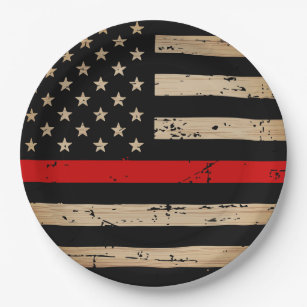 Firefighter Fireman Thin Red Line Paper Plate