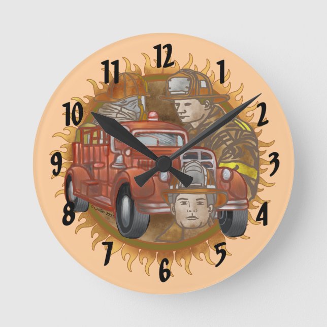 Firefighter Firetruck Buddy  clock (Front)