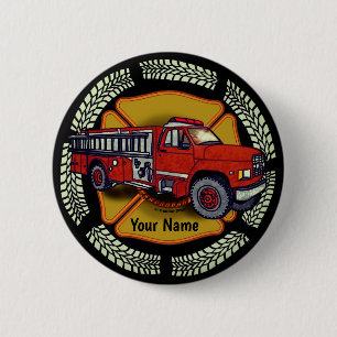 Firefighter Firetruck How I Roll  2 Inch Round Button