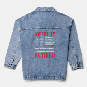 Firefighter Fishing Retirement Usa Flag Patriotic Denim Jacket