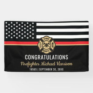 Firefighter Flag Fire Academy Graduation Party Banner