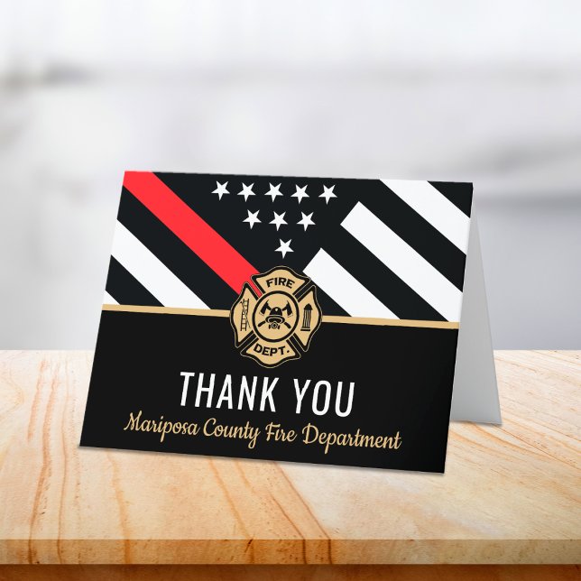 Firefighter Flag First Responder Fire Department Thank You Card (Firefighter Flag First Responder Fire Department Thank You Card)