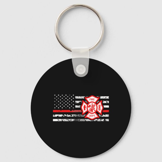 Firefighter Flag & Florian Cross Keychain (Front)