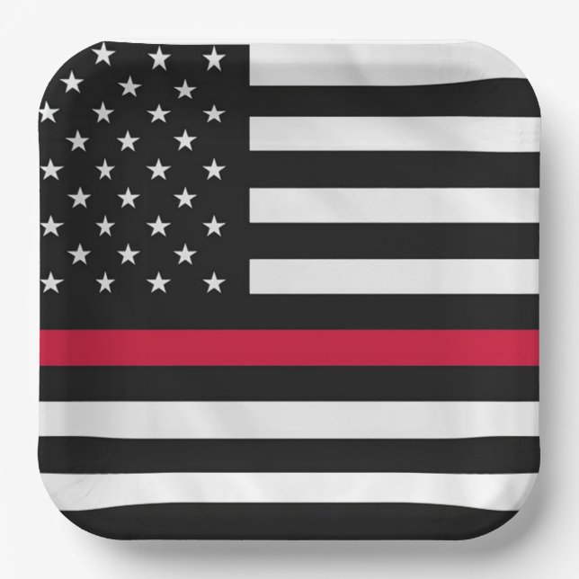 Firefighter Flag Paper Plate (Front)