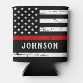 Firefighter Flag Personalized Thin Red Line Can Cooler (Front)