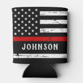 Firefighter Flag Personalized Thin Red Line Can Cooler (Back)