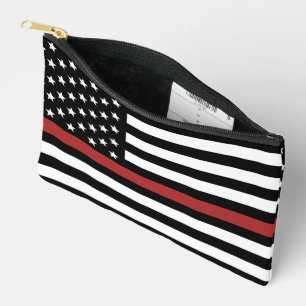 Firefighter Flag Thin Red Line USA Flag Accessory Pouch