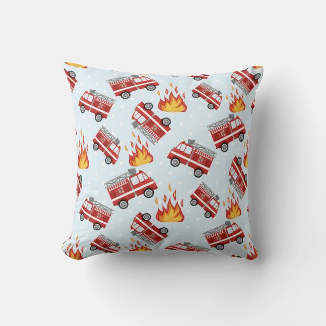 Firefighter Frenzy Throw Pillow (Front)
