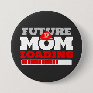 Firefighter Future Mom Loading Baby Shower Button