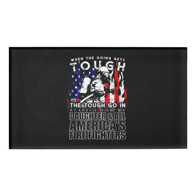 Firefighter Gift | Daughter American Firefighter Name Tag (Front)