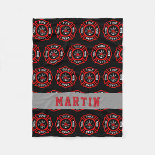Firefighter Gift Maltese Cross Name Fleece Blanket