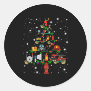 Firefighter Gift   Merry Christmas Firefighter Fun Classic Round Sticker