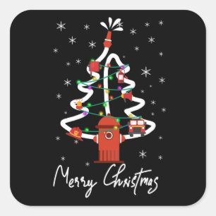 Firefighter Gift Merry Christmas Firefighter Square Sticker