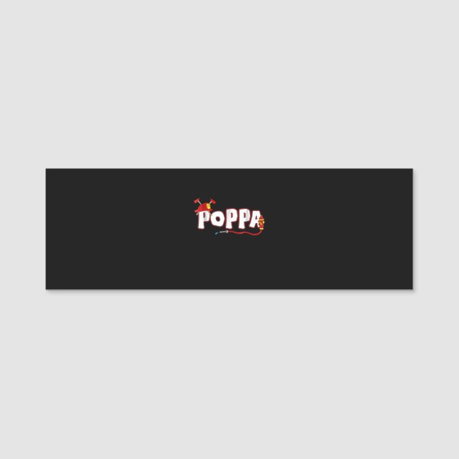 Firefighter Gift | Poppa Firefighter Gifts Name Tag (Front)