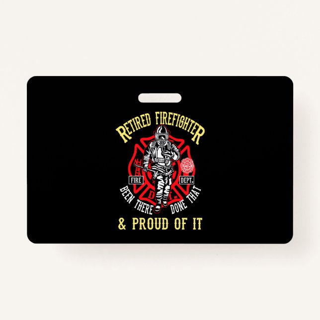 Firefighter Gift | Retired Firefighter & Proud Badge (Front)