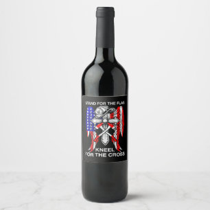 Firefighter Gift   Stand For The Flag Firefighter Wine Label