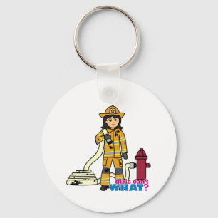 Firefighter Girl - Brunette Keychain