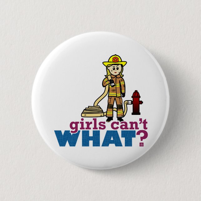 Firefighter Girls 2 Inch Round Button (Front)