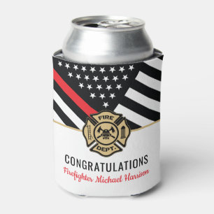Firefighter Graduation Academy Thin Red Line Flag Can Cooler