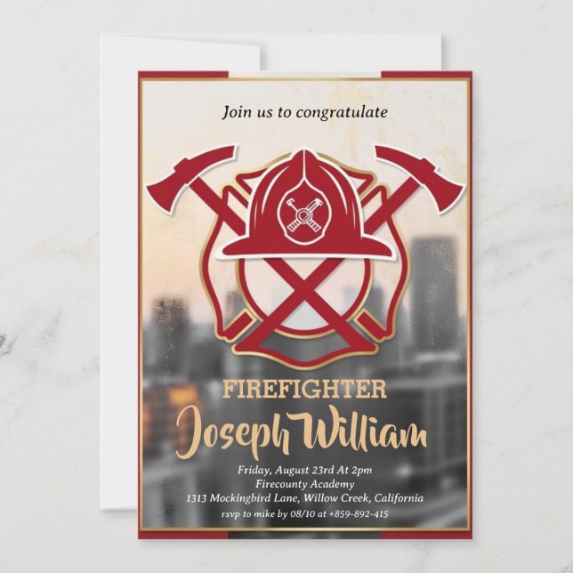 firefighter graduation invitations (Front)