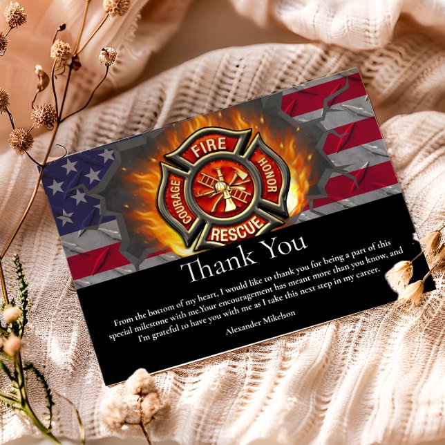 Firefighter Graduation Party Thank You Card (Creator Uploaded)