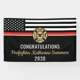  Firefighter Graduation Party Thin Red Line Flag Banner