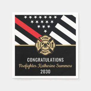  Firefighter Graduation Party Thin Red Line Flag Napkin