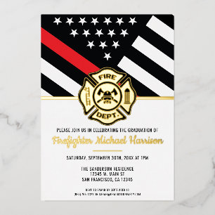 Firefighter Graduation Red Line Flag Fireman