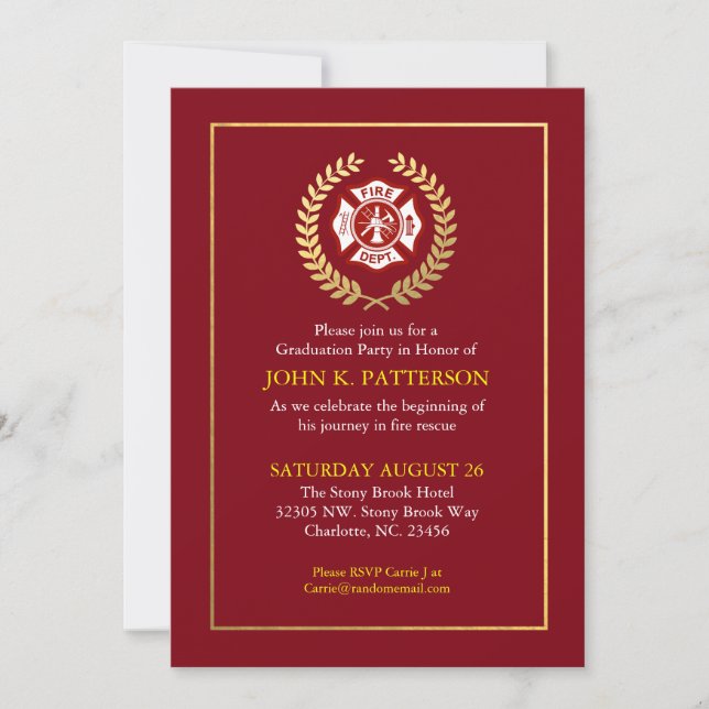 Firefighter Graduation | Retirement Invitation (Front)