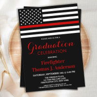 Firefighter Graduation Thin Red Line Fireman 